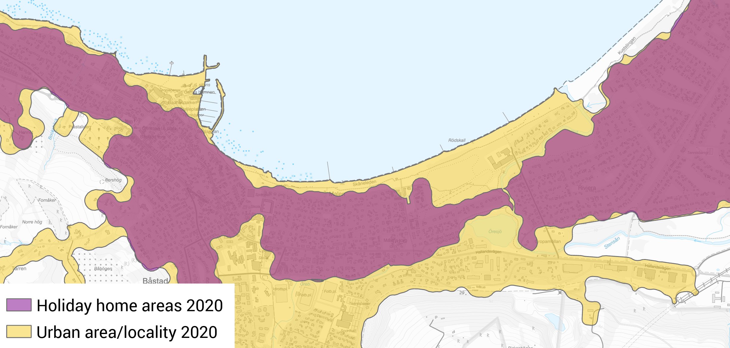 Map: Holiday home area in the locality of Båstad, 2020