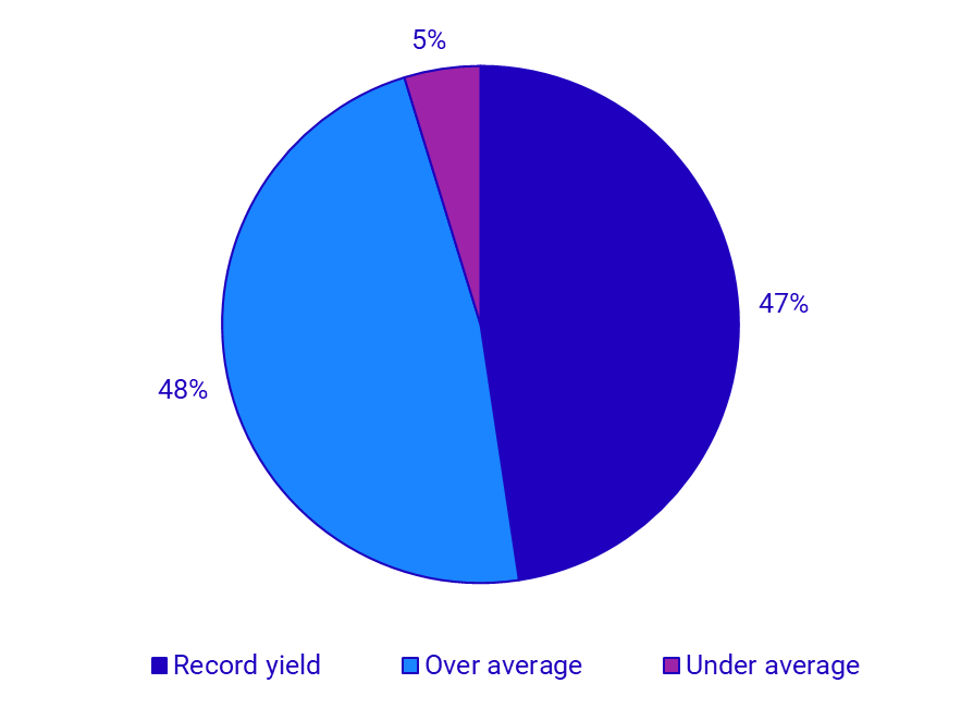 Graph: Categorisation of the yield levels in the 21 counties based on the outcome, percentage