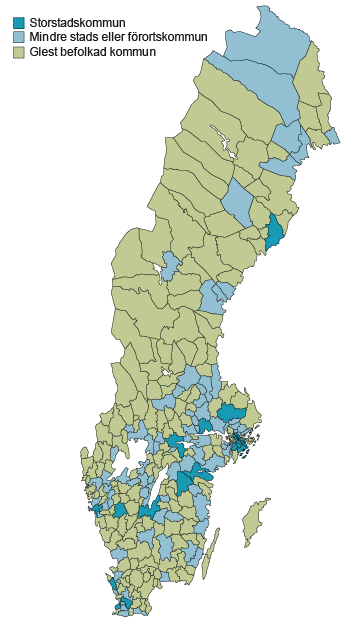 Karta: Urbaniseringsgrad för Sveriges kommuner