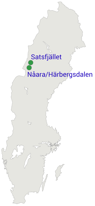 Karta: De största nya naturreservaten 2024, Nåara/Härbergsdalen och Satsfjället