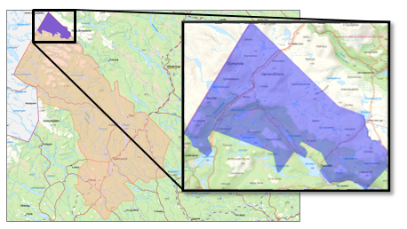 Karta över Skåarnja naturrreservat i Strömsunds kommun