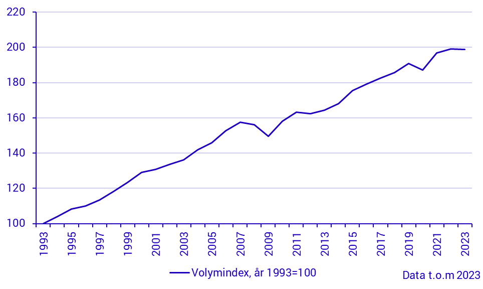 BNP (1993–), volymindex, år 1993=100
