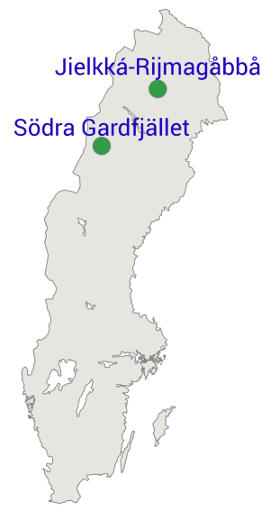 Karta: De största nya naturreservaten 2022, Södra Gardfjället och Jielkká-Rijmagåbbå