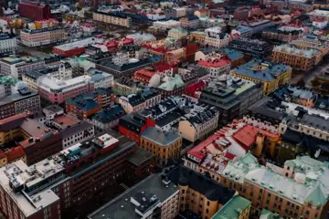 Drönarbild över bostadsområde